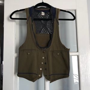 VINTAGE  y2k fairy steampunk Free People button crochet vest y2k